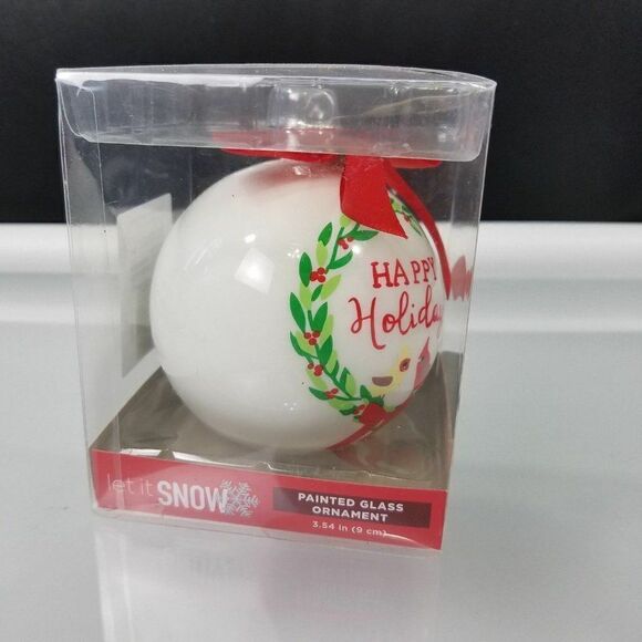 Happy Holidays Let It Snow Painted Glass Ornament - Picture 2 of 5